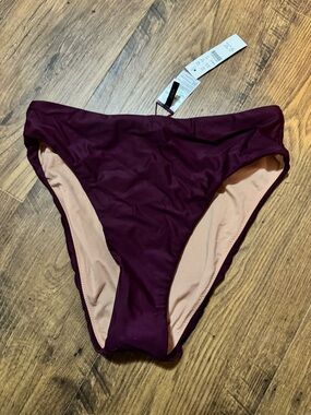 J. Crew Burgundy High-Rise Bikini Bottom